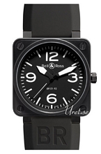 Bell & Ross Aviation Sort/Gummi 46x46 mm Bell & Ross Aviation Sort/Gummi 46x46 mm