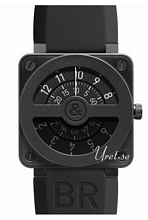 Bell & Ross Aviation Sort/Gummi 46x46 mm Bell & Ross Aviation Sort/Gummi 46x46 mm