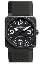 Bell & Ross Aviation Sort/Gummi 42x42 mm Bell & Ross Aviation Sort/Gummi 42x42 mm