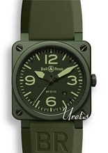 Bell & Ross Aviation Grønn/Gummi 42x42 mm Bell & Ross Aviation Grønn/Gummi 42x42 mm