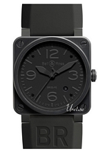 Bell & Ross Aviation Sort/Gummi 42x42 mm Bell & Ross Aviation Sort/Gummi 42x42 mm