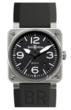 Bell & Ross Aviation Sort/Gummi 42x42 mm Bell & Ross Aviation Sort/Gummi 42x42 mm