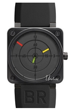 Bell & Ross Aviation Sort/Gummi 42x42 mm Bell & Ross Aviation Sort/Gummi 42x42 mm