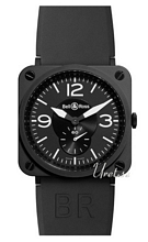 Bell & Ross Aviation Sort/Gummi 39x39 mm Bell & Ross Aviation Sort/Gummi 39x39 mm