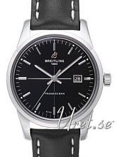 Breitling Transocean Black Dial Leather