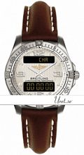 Breitling Aerospace Silver Dial Leather Strap