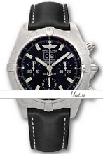 Breitling Blackbird Black Dial Leather Strap Brushed