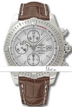 Breitling Chronomat Silver Dial Croco Strap