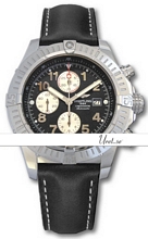 Breitling Super Avenger Black Dial Leather Strap
