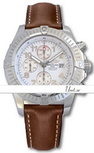 Breitling Super Avenger White Dial Leather Strap