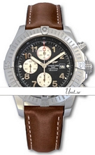 Breitling Super Avenger Black Dial Leather