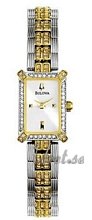 Bulova Crystals Ladies Two Tone White Dial