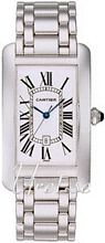 Cartier Tank Americaine Silver Dial White Gold Bracelet