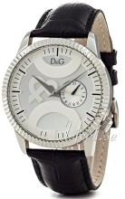 Dolce & Gabbana D&G Twin Silver Dial Black Leather