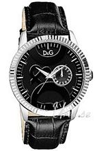 Dolce & Gabbana D&G Twin Black Dial Black Leather