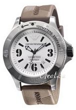 Emporio Armani Silver Dial Rubber Strap