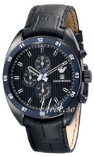 Emporio Armani Sportivo Sort/Lær Ø43 mm Emporio Armani Sportivo Sort/Lær Ø43 mm