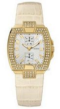 Guess Prism Silver Dial Leather Strap
