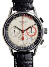 Longines Column Wheel Chronograph Silver Dial Leather