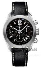 Longines GrandeVitesse Chronograph Black Dial Leather Strap