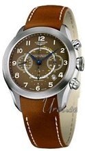 Longines GrandeVitesse Chronograph Brown Dial Leather Strap