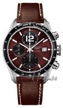 Longines GrandeVitesse Chronograph Brown Dial Leather Strap