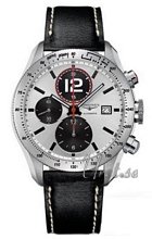 Longines GrandeVitesse Chronograph Silver Dial Leather Strap