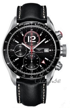 Longines GrandeWhiteesse Black Dial Leather Strap Black
