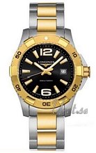 Longines HydroConquest Black Dial Two Tone Bracelet