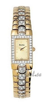 Bulova Crystals Ladies Gold Tone Creme Dial