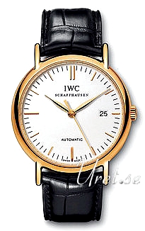 IWC Portofino Silver Dial Black Leather Large Yellow Gold