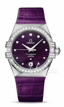 Omega Constellation 35 mm Purple Dial Leather Strap Omega Constellation 35 mm Purple Dial Leather Strap