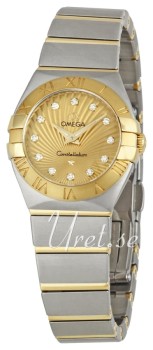 Omega Constellation Brushed 24 mm Yellow Gold Steel Champagne Di