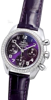 Omega Speedmaster Ladies Purple Dial Leather Diamond Omega Speedmaster Ladies Purple Dial Leather Diamond