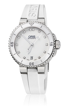 Oris Divers Aquis Date Diamonds Hvit/Gummi Ø36 mm Oris Divers Aquis Date Diamonds Hvit/Gummi Ø36 mm