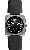 Bell & Ross Aviation Sort/Gummi 46x46 mm