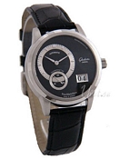 Glash�tte Original PanoMaticDate Platinum Black/Silver Dial