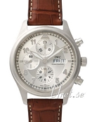 IWC Pilots Spitfire Chronograph Silver Dial Brown Leather