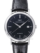 IWC Portofino Black Dial Black Leather Large