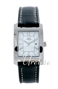 Lacoste Classic Rectangular White Dial Black Leather