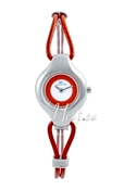 Lacoste Club Oval White Dial Orange Leather