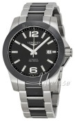 Longines Conquest Ceramic Bezel Black Dial Steel/Ceramic Bracele