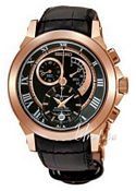 Seiko Premier Rose Gold Black Dial Leather Strap