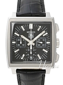 TAG Heuer Monaco Chronograph Black Dial Croco Leather