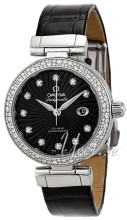 Omega Ladymatic Black Dial Croco Strap