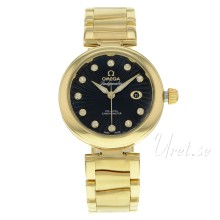 Omega Ladymatic Black Dial Yellow Gold Bracelet