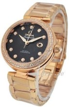 Omega Ladymatic Black Dial Rose Gold Bracelet