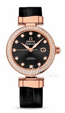 Omega Ladymatic Black Dial Croco Strap
