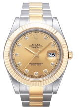 Rolex Datejust II Champagne Dial Oyster Bracelet Diamond Index