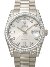 Rolex Day-Date Silver Diamond Dial White Gold President Bracelet Rolex Day-Date Silver Diamond Dial White Gold President Bracelet